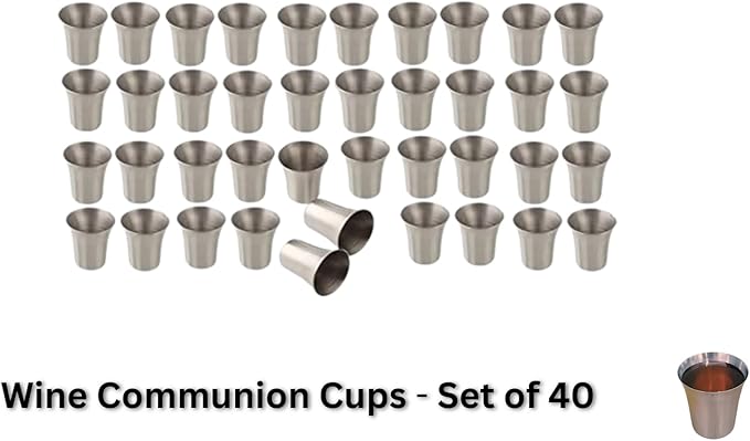 Communion Ware | Stackable Communion Tray with 40 Cups for Churches | Portable Holy Communions Supplies | Ideal for Churches Stainless Steel - Shiny (Silver) Finish