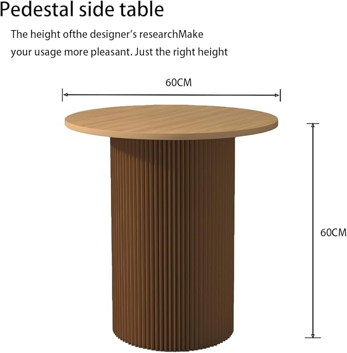 23.6 Inch Round Side Table with Detachable Kraft Paper Base – Modern Portable Accent & End Table, Space-Saving Nightstand for Small Spaces, Apartment, Bedroom, Living Room (Brown)