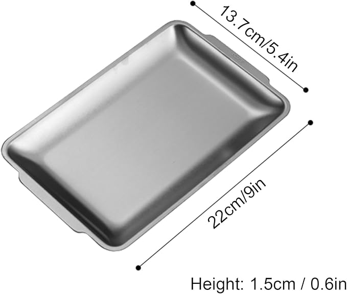Baking Sheet, Sheet Pans for Baking Stainless Steel, Rectangle Metal Serving Tray with Handles for Dining, Party, Buffet, Dishwasher(Silver,22 * 13.7cm/9 * 5.4in)