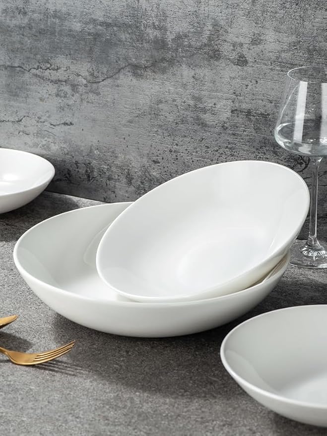 Appetizer Plates Simple Nordic Style White Ceramic Fruit Salad Bowl Home Western Style Pasta Plate Cheap Plates(Large)