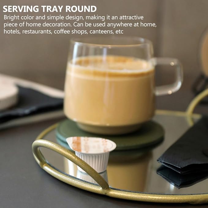 IMIKEYA 1pc Round Serving Tray with Handles Decorative Dinner Plate for Home Tableware for Cake Fruit Snacks Easy to Carry Suitable for Kitchen Dining and Parties