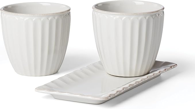 Lenox 896914 French Perle Scallop 3-Piece Herb Pots & Tray Set