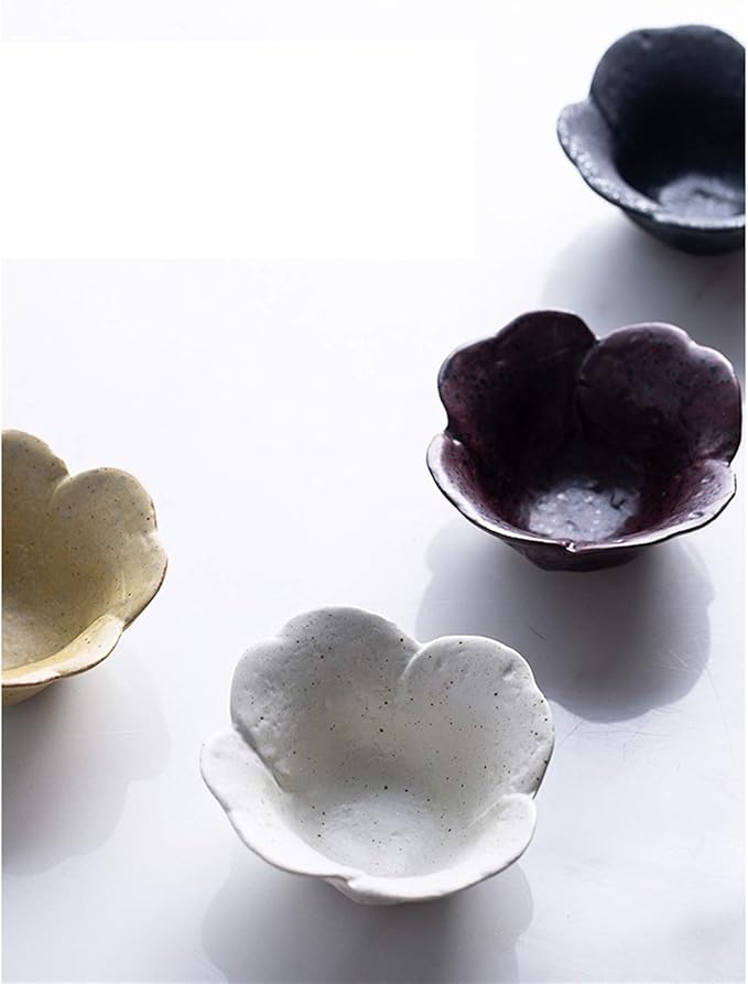 Snack Plate Ceramic Appetizer Plate, Snack Plate, Tableware, Seasoning Plate, Dipping Sauce Plate, Flower-Shaped Sauce Plate Snack Tray (Color : A)