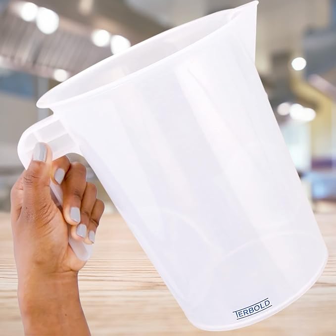 5 Liter Measuring Pitcher 3-Pack | 1.3 Gallon Shatterproof Plastic Large Graduated Mixing Pitchers, 1 to 2 Gallons (5L, 5000ml)