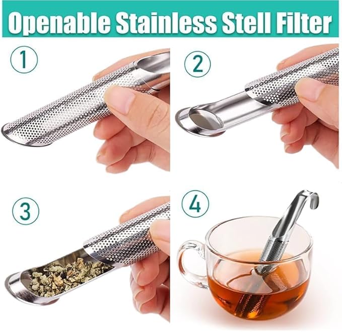 Stainless Steel Tea Diffuser, 2025 New Stainless Steel Tea Infuser, Mesh Strainer with Hanging Hook Handle, Tea Bags for Loose Leaf Tea, Tea Artifact Creative Pipe (1 PCS)
