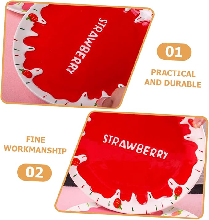 Multifunctional Strawberry Decor Plate Kitchen Ceramic Plate Dinnerware Decorative