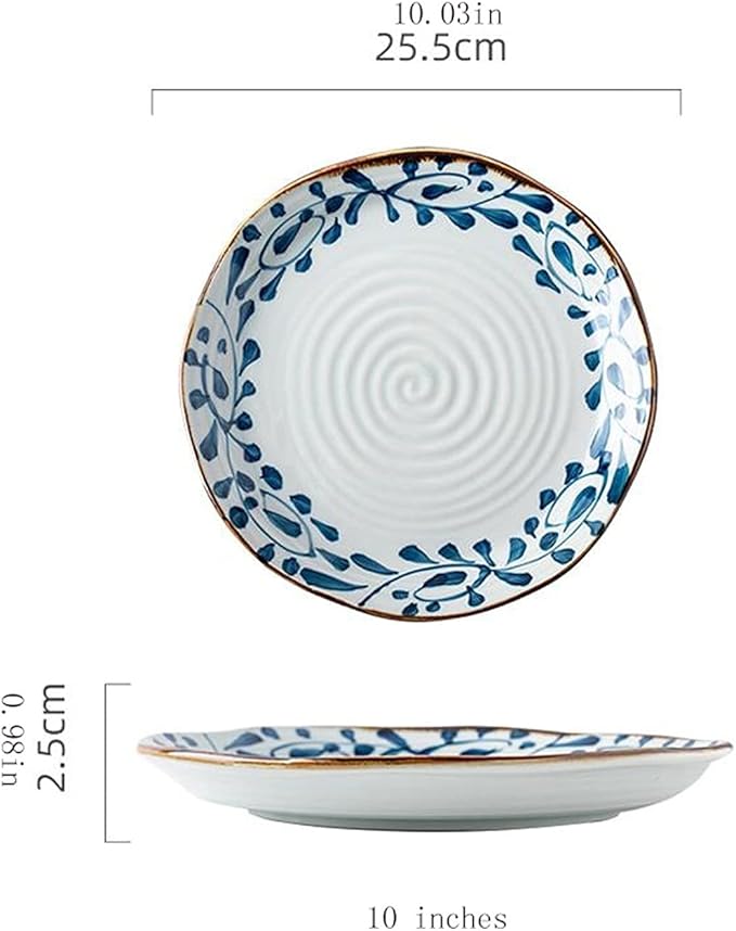 Kitchen Plates Ceramic Plate Pizza Plate Kitchen Porcelain Plate Sushi Fruit Ramen Suitable for Dishwasher Refrigerator Microwave Oven Oven Restaurant Plates(C)