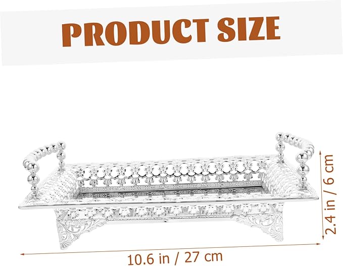 Nordic Style Metal Fruit Plate with Handle Mirrored Snack Tray for Fruits and Appetizers Silver Color Decorative Serving Tray for Residential and Commercial Use
