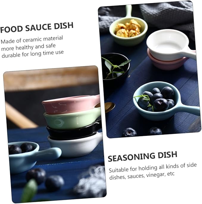 5pcs Ceramic Sauce Dishes 40ml Seasoning Serving Trays for Dipping Appetizer Plates