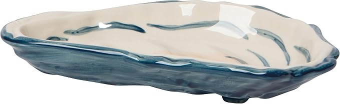 Now Designs Oyster Collection Oyster Shaped Dish, 100% Stoneware, W4.25 x L7.5in, Dishwasher & Microwave Safe