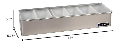 San Jamar Garnish Trays with Hinged Lid for Kitchen, Bar, And Restaurants, Stainless Steel, 18.5 X 6.5 X 4 Inches, Silver