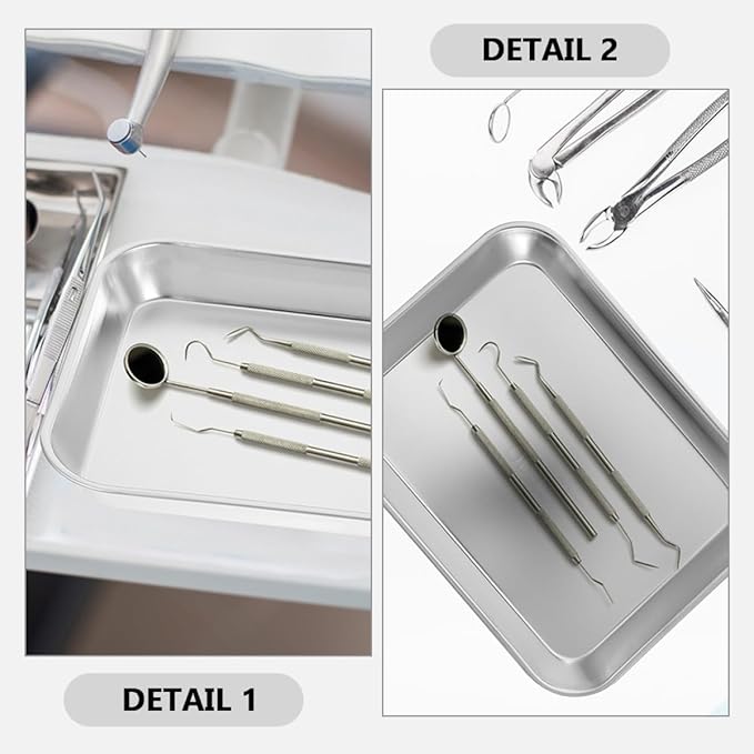 TOYANDONA 3pcs 304 Stainless Steel Serving Trays Set, Multipurpose Food and Dessert Plates with Deep Edges, Oven-Safe Baking and BBQ Grill Pans for Kitchen and Party Use