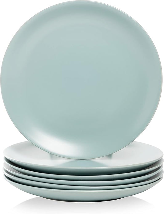 10 Strawberry Street Wazee Matte 10.5" Coupe Dinner Plate, Set of 6, Mineral Blue