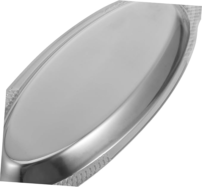 IMIKEYA 1Pc Fish Shaped Dish Stainless Steel Plate Food Tray for Steaming Serving Unique Concave Fishtail Design with Polishing for Kitchen Dining