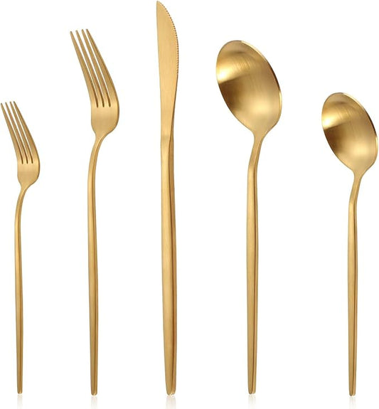 60-Piece Gold Silverware Set,Flatware Set for 12, Food-Grade Stainless Steel Cutlery Set,Includes Spoons Forks Knives,for Home Office Restaurant Hotel,Dishwasher Safe