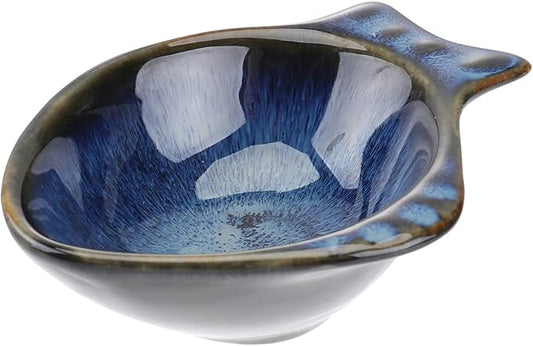 Ceramic Fish Shaped Appetizer Plate Versatile Sauce Dish for Condiments Dipping Bowl for Fruits Nuts Candies Easy to Clean for Home School Picnic Catering