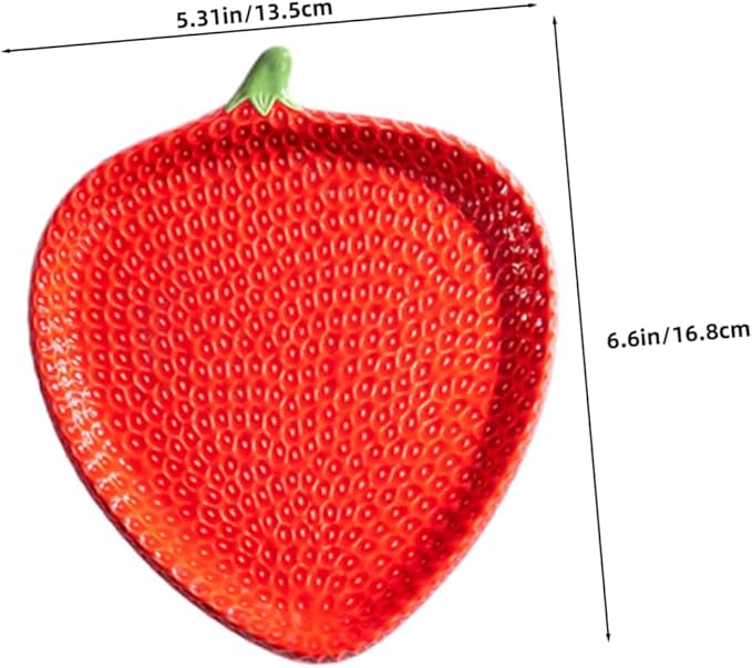 Alipis Strawberry Design Ceramic Appetizer Plate Elegant Dessert and Snack Dish for Dipping Sauces for Home Gatherings Outdoor Picnics and Restaurant Decor