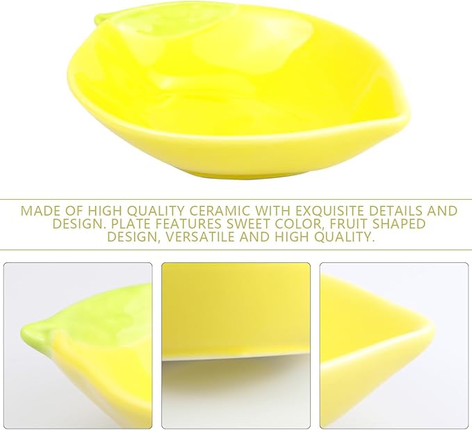 Elegant Ceramic Lemon Shaped Appetizer Plate Snacks Fruit Salad Desserts Mixing Bowls Food Serving Tray for Home Kitchen