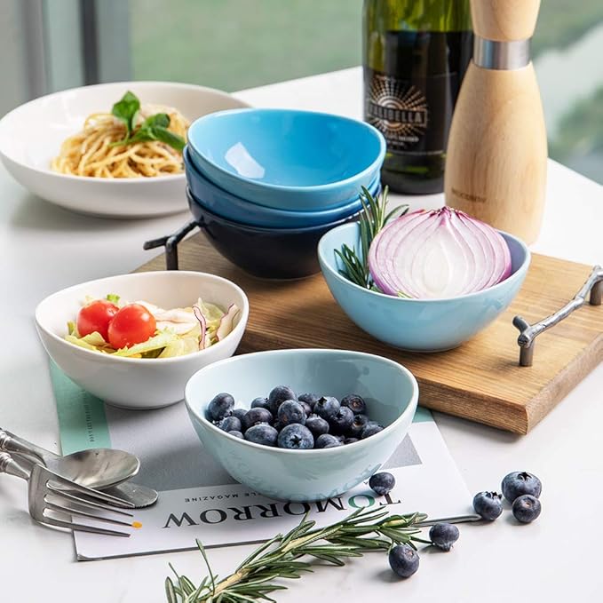 Sweejar Ceramic Small Bowls Set, 8 OZ for Ice Cream, Dessert, Small Side Dishes, Salad, Fruit Set of 6 (Similarcolour)