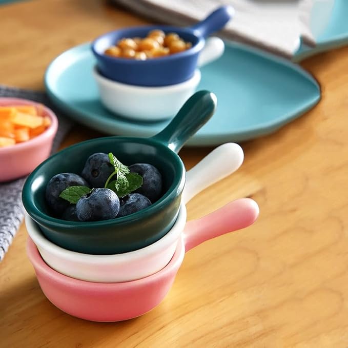 snack plate Soy Sauce Dish Small Bowls Dipping Condiment Server Mini Dipping Soy Sauce Dishes Ceramic Sushi Snack Appetizer Plates Set with Handle snack tray