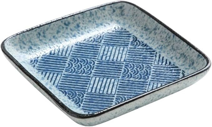 Sauce Dish Ceramic Square Plate Commercial Cuisine Grilled Meat Small Dishes Snack Plate Restaurant Tableware Household Ceramic Plate Snack Plate(G)