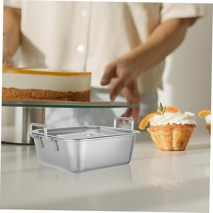 GLEAVI Square Stainless Steel Party Platter Lid Food Serving Tray Clean French Fry Bowl
