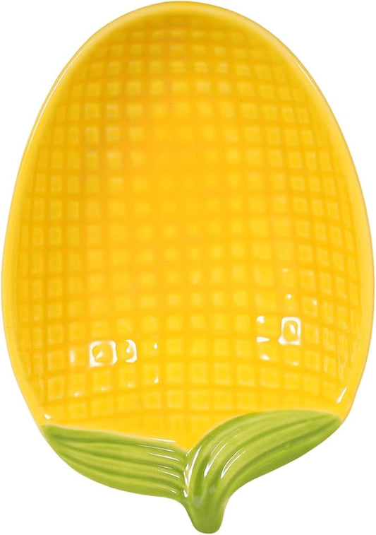 Corn Shaped Ceramic Dipping Sauce Dish Creative Cartoon Dessert Plate for Appetizers Unique Small Serving Plate for Sushi and Snacks