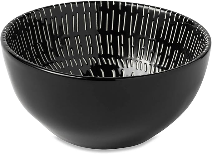 12-Piece Stoneware Dinnerware – Black and White Ceramic Plates and Bowls, Microwave & Dishwasher Safe, Modern Tableware Set_4 dinner plates, 4 salad plates, and 4 bowls