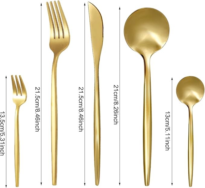 30 Piece Gold Silverware Set, Flatware Set for 6, Forks Spoons Set, Food-Grade Stainless Steel Cutlery Set (Gold)