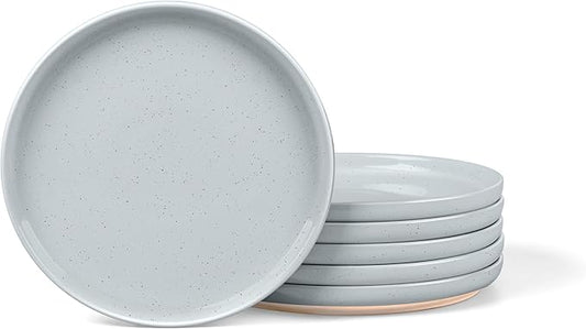 LIANYU 6Pcs Stoneware Dinner Plates, 7.75 Inch Small Porcelain Salad Plate Set, Kitchen Ceramic Serving Dishes Set for Dining, Microwave, Oven & Dishwasher Safe, Scratch Resistant, Glacier Gray