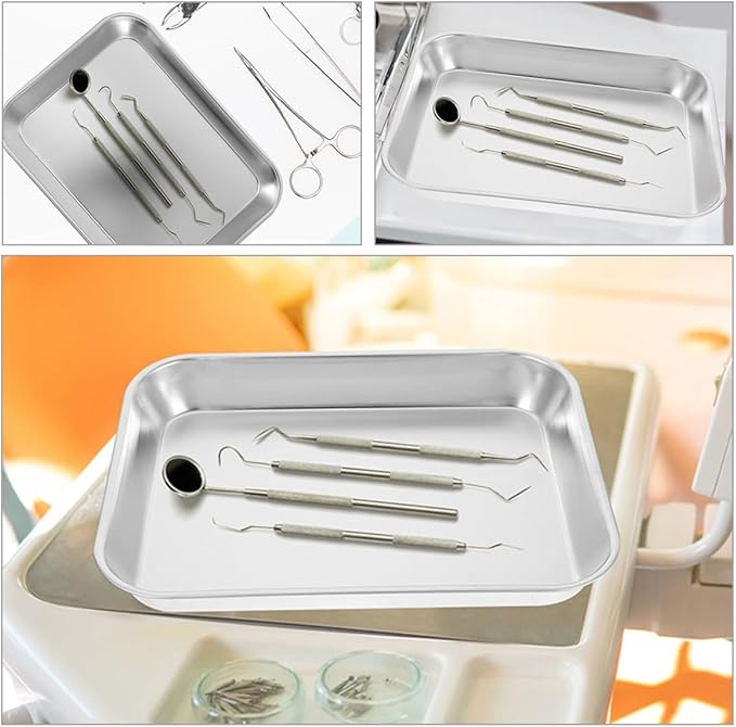 TOYANDONA 3pcs 304 Stainless Steel Serving Trays Set, Multipurpose Food and Dessert Plates with Deep Edges, Oven-Safe Baking and BBQ Grill Pans for Kitchen and Party Use