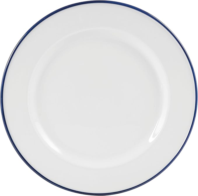 Everyday White by Fitz and Floyd Bistro Blue Band 12 Piece Dinnerware Set, Service for 4