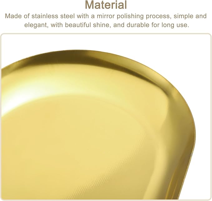 uxcell 6pcs Stainless Steel Decorative Trays, Bathroom Trays, Makeup Cosmetic Trays, Small Serving Trays for Candles Dessert Tray(Gold, 9 x 3.5 Inch)
