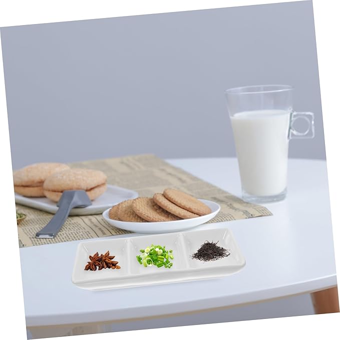 KICHOUSE 2Pcs Rectangular Ceramic Snack Plates with Versatile Appetizer Dipping Bowls for Condiments Fruits Nuts Easy to Clean Food Serving Trays