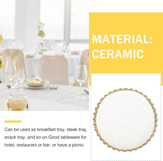 Homoyoyo Gold Platter Elegant Ceramic Plate Set Dinner Plate for Western Food Dessert Plate Household Use