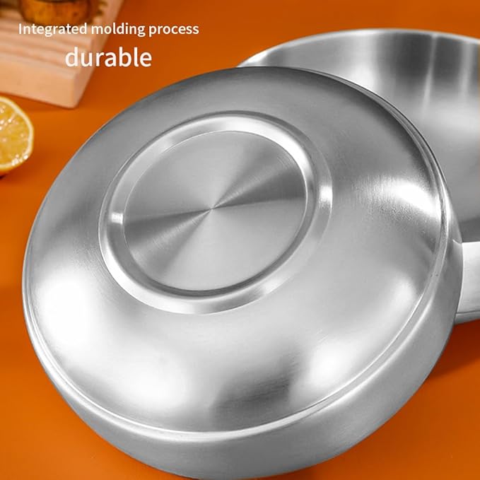 SANQIAHOME 47oz/8.3" Quality Stainless Steel Salad Bowl 2pcs/set – Double-walled Anti-scald, Dishwasher Safe, Large Serving Bowl for Family & Parties Silver, large-capacity soup bowl
