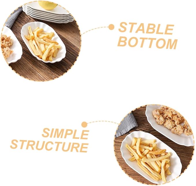 2pcs Ceramic Snack Plates French Fries Plate Appetizer Serving Trays for Snacks Decorative Seasoning Kitchen Sauce Dipping Dishes