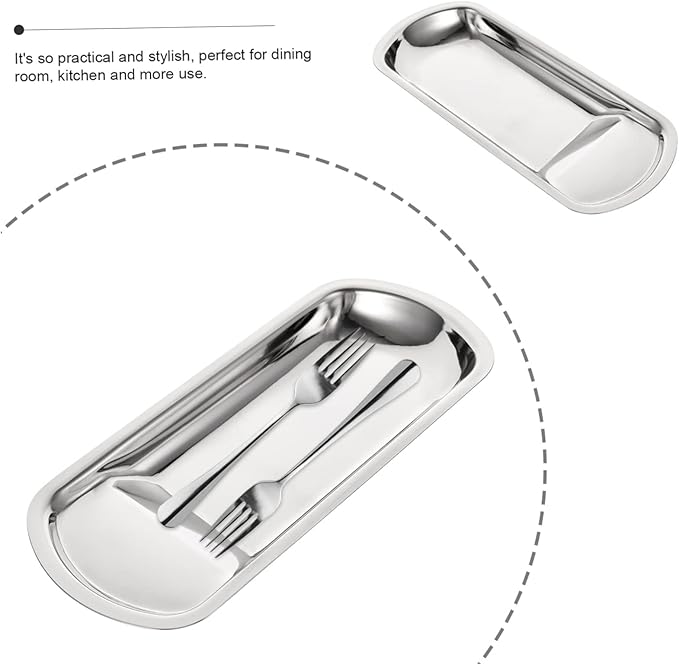 Unomor Spoon Rest Ladle Plate Silverware Countertop Kitchen Tool Stainless Steel Serving Tray Buffet Plate
