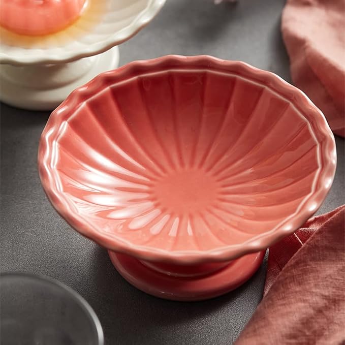 SONGCHAO Party Supplies Serving Tray, Serving Plate Tall Plates Ceramic Snacks Fruit Plates Refreshment Plates Fruits Nuts Ice Cream Dessert Bowls Party Plates (Color : A, Size : 14x14x6.3CM)