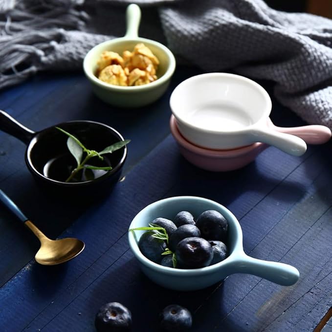 Ceramic Sauce Dish with Handle Seasoning Dish Sushi Soy Dipping Bowl Appetizer Plates for Wedding Home Party 40ML-Pink