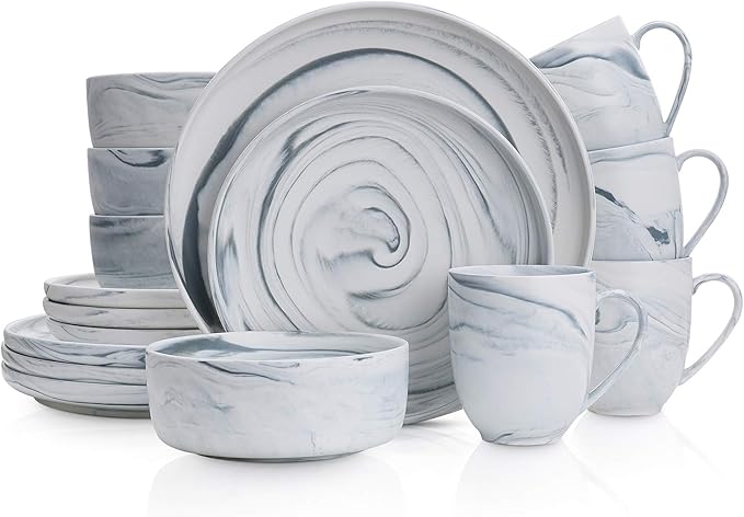 Stone Lain Brighton 16-Piece Dinnerware Set Porcelain, Gray