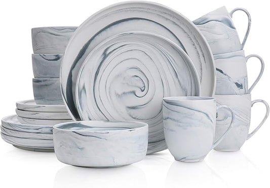 Stone Lain Brighton 16-Piece Dinnerware Set Porcelain, Gray
