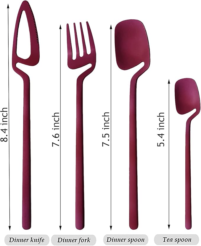8-Pieces Snplowum Dinnerware Cute Hangable Matte Flatware Set, 304 Stainless Steel Cutlery Set, Suitable For Restaurant Family Kitchen Wedding Holiday Gifts, Dishwasher Safe (Purple)