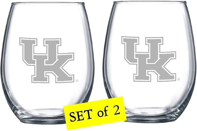 Satin Frost Logo Wine or Beverage Glass Set of 2 (Kentucky)