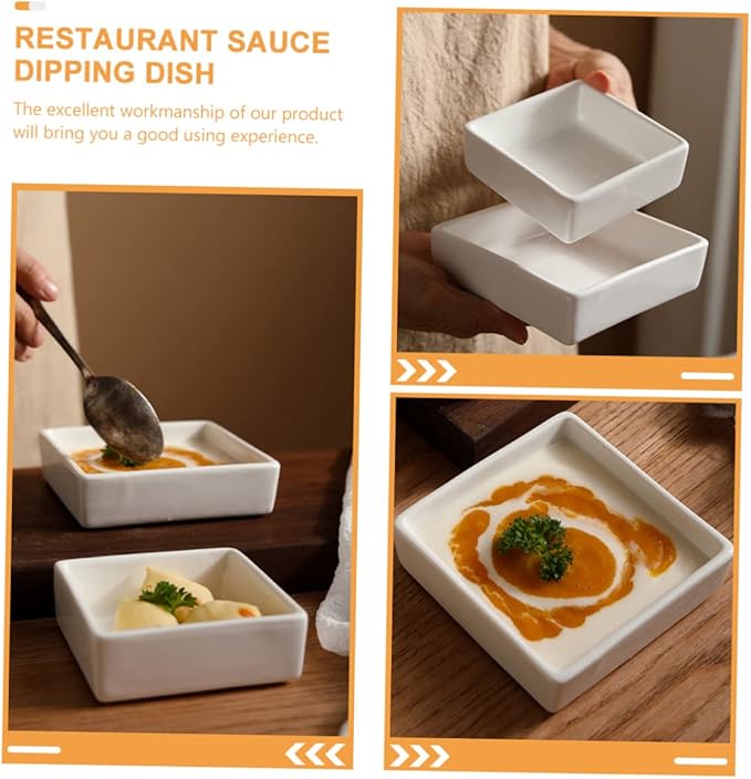 LIFKOME 2pcs Sauce Dishes Square Serving Plates for Snacks Dipping Sauces Stylish Kitchen Gadgets Craftsmanship