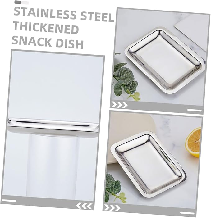 GLEAVI 304 Stainless Steel Snack Dish Thickened Rectangular Serving Tray for Hotel Towels Baking and Fruit Platter Sturdy Kitchen Organizer