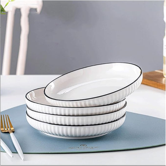 Appetizer Bowls Porcelain Appetizer Dishes Set of 4, Snack Dishes 7 inch White Ceramics Plates for Sides Snack Pasta Kitchen Soup Ceramic Serving Dishes Salad Bowls (Color : Brass)