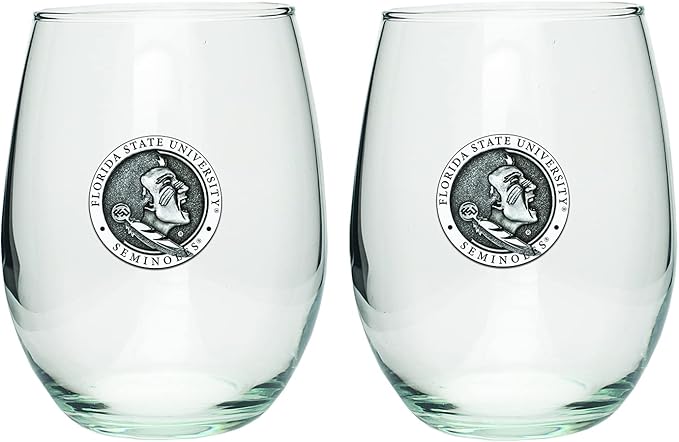 Heritage Pewter Florida State Stemless Glass Goblets – Set of 2 | 15 OZ Goblet Wine Glasses | Expertly Crafted Pewter Glass