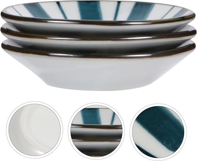 3pcs Ceramic Sauce Dishes Japanese Style Condiment Plates for Dipping Versatile Tableware for Appetizers Desserts and Seasonings