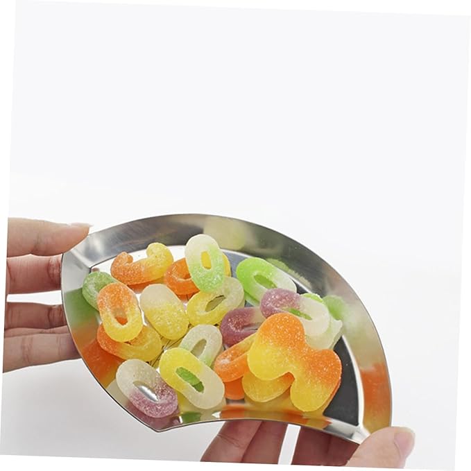 ABOOFAN 2sets Spoon Tray Fruit Trays Serving Dish Serving Tray Round Food Storage Tray Candy Plates Candy Tray Spoon Storage Holder Snack Plate Storage Plate Silver Stainless Steel 2pcs*2